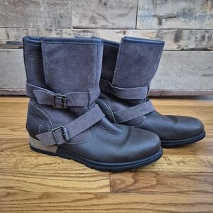 Sorel Major Moto Lined Leather & Suede Boots Women’s Brown sz 9.5